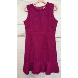 Jade Melody Tan Wool Dress M Magenta Preppy Office Business Woman Fringe Details